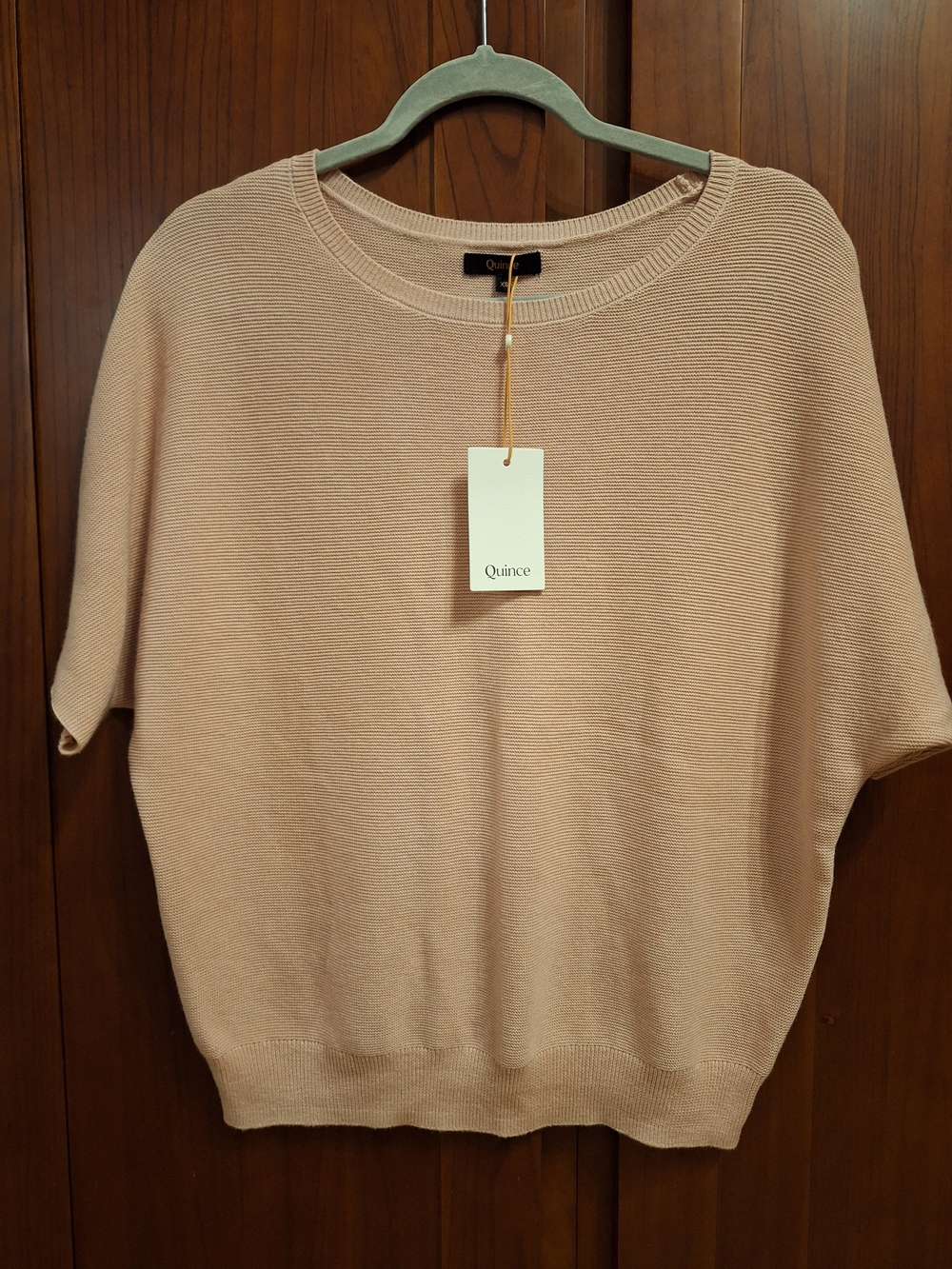 Quince Lightweight Cotton Cashmere Link-stitch Dolman Sweater "Heather Oatmeal"